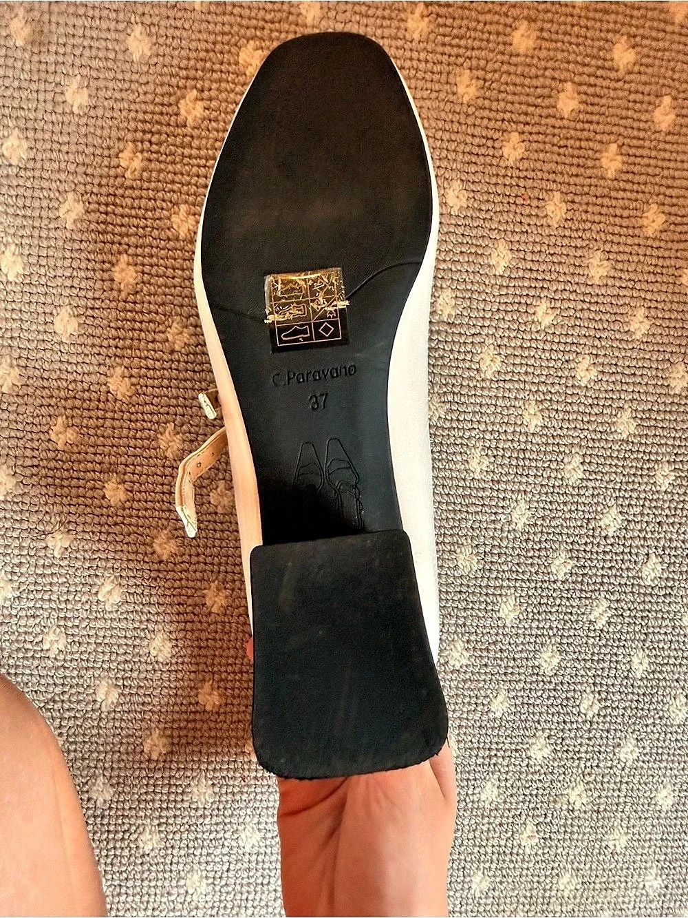 C.Paravano Double-Strap Mary Jane (Clara) Pumps Cream Size EU 37